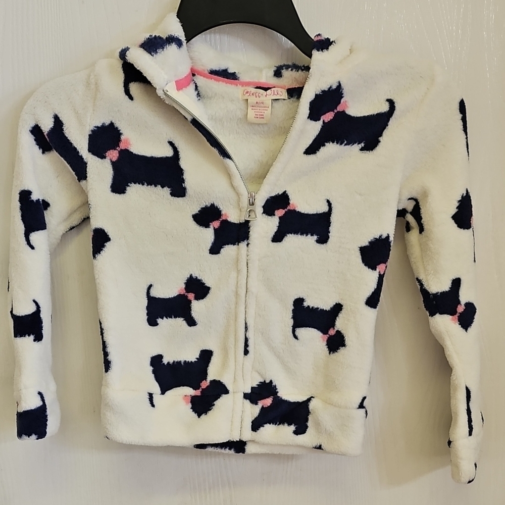 Cozy Fleece Hoodie with Navy Dog Patterns
